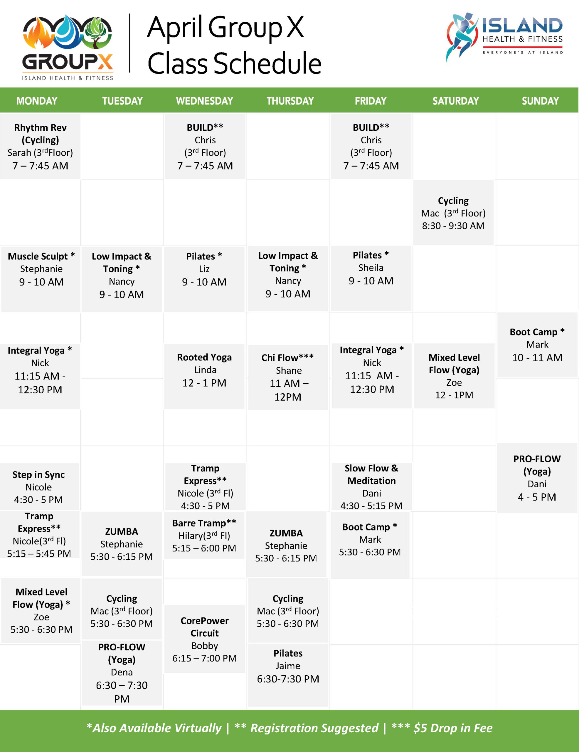 April Group Fitness Classes